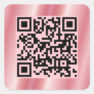 Sticker Carré Scann Me QR Code Elegant Rose Gold Client
