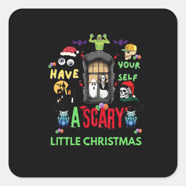 Sticker Carré Scary Little Christmas Horror Holiday Design  (Devant)