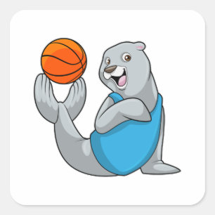 Sticker Carré Sceau à Basketball Sports