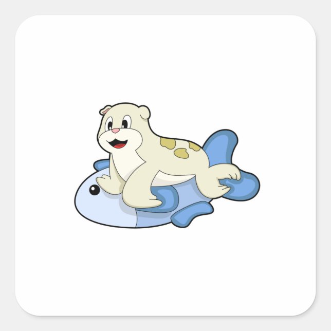 Sticker Carré Sceau avec poisson (Devant)