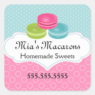 Sticker Carré Sceau de boîte de boulangerie Macaron