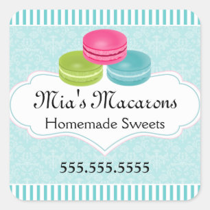 Sticker Carré Sceau de boîte de boulangerie Macaron