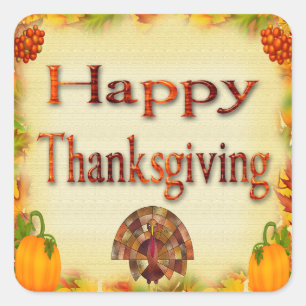 Sticker Carré Sceau d'enveloppe de bon thanksgiving