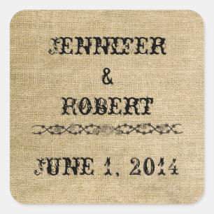 Sticker Carré Sceau d'enveloppe de Burlap Ouest