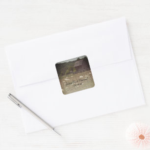 Sticker Carré Sceau d'enveloppe de Mariage campagnard patiné