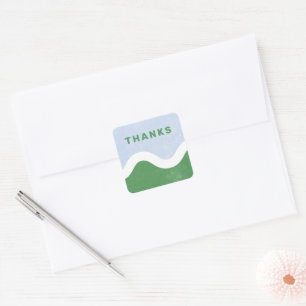 Sticker Carré Sceau d'enveloppe de Merci de ligne vague - Vert