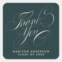 Sticker Carré Sceau d'enveloppe de Merci Grad Party Classy Scrip