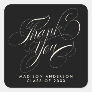 Sticker Carré Sceau d'enveloppe de Merci Grad Party Classy Scrip