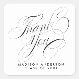 Sticker Carré Sceau d'enveloppe de Merci Grad Party Classy Scrip