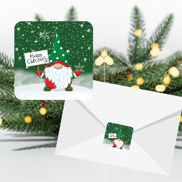 Sticker Carré Sceau d'enveloppe Gnome de Noël