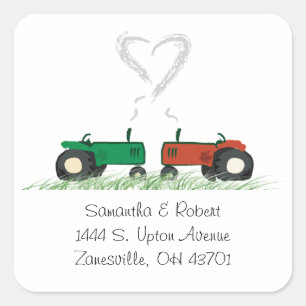 Sticker Carré Sceau d'enveloppe Mariage de ferme