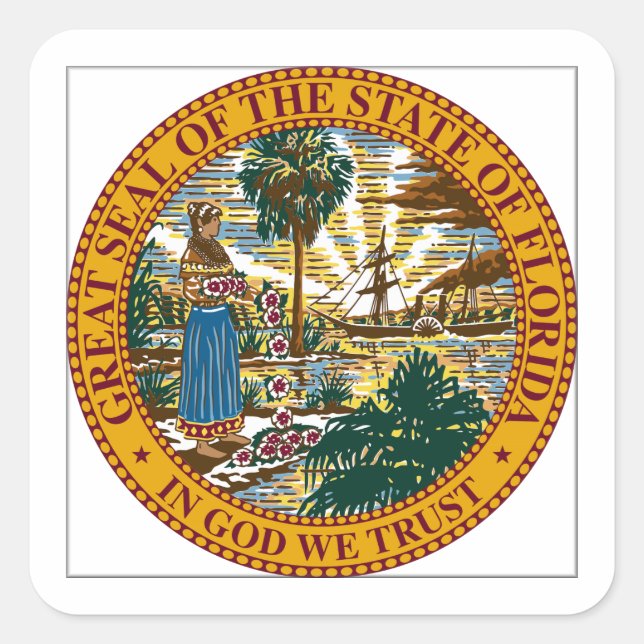 Sticker Carré Sceau d'État de Floride (Devant)