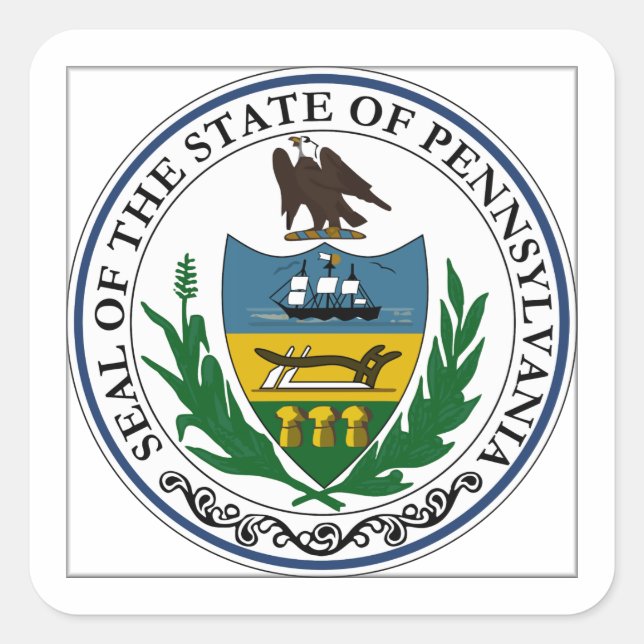 Sticker Carré Sceau d'État de Pennsylvanie (Devant)