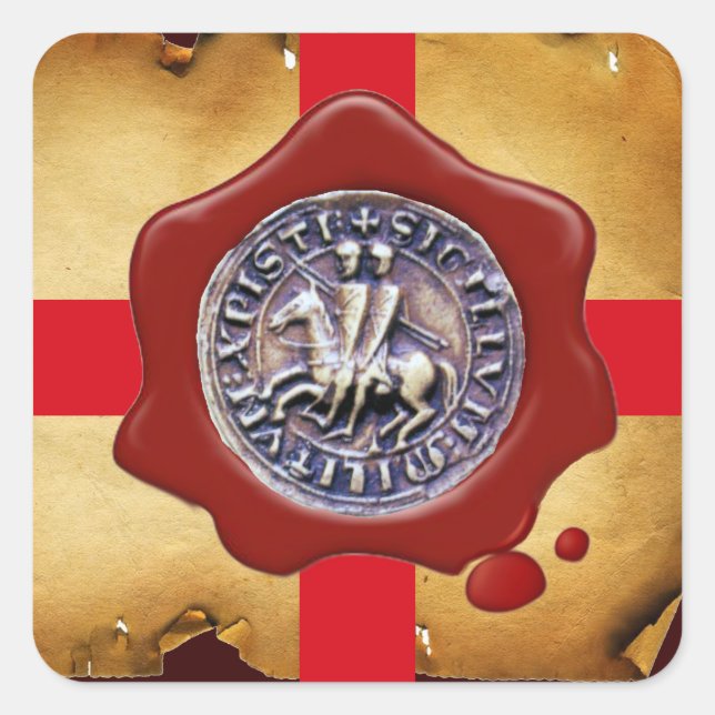 Sticker Carré SCEAU DU MODÈLE DES CHEVALIERS, Cire rouge, Parche (Devant)