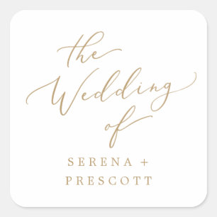 Sticker Carré Sceau Mariage d'enveloppe de calligraphie or délic