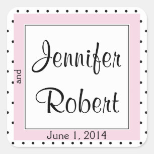 Sticker Carré Sceau Mariage d'enveloppe de papillon Polka Dot