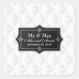 Sticker Carré Sceau Mariage personnalisé de luxe
