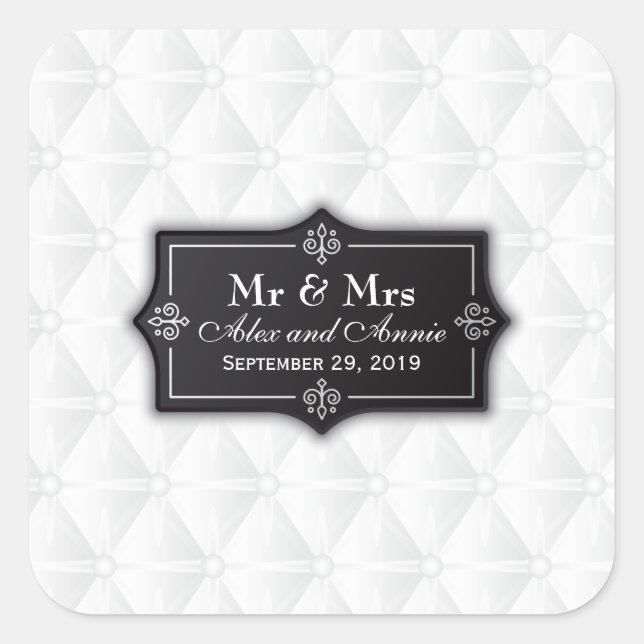 Sticker Carré Sceau Mariage personnalisé de luxe (Devant)