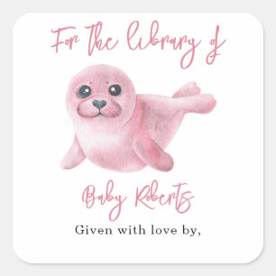 Sticker Carré Sceau rose - pour la bibliothèque de