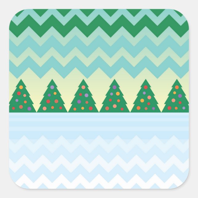 Sticker Carré Scène Chevron Arbre de Noël (Devant)