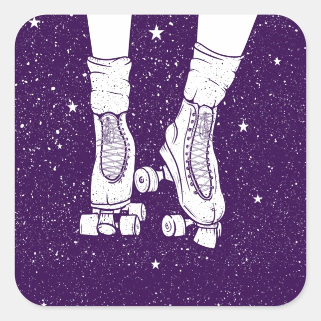 Sticker Carré Scène de l'univers de patinage à rouleaux. (Devant)