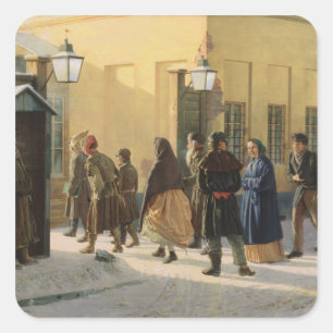 Sticker Carré Scène de rue, devant une prison, 1868