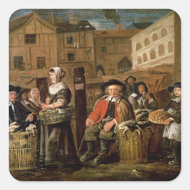 Sticker Carré Scène du marché (Devant)