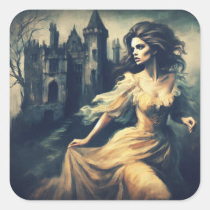 Sticker Carré Scène romantique gothique Château Éffrayant Horreu