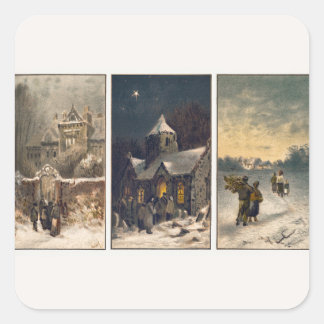Sticker Carré Scènes d'hiver de Noël (1865-1899)
