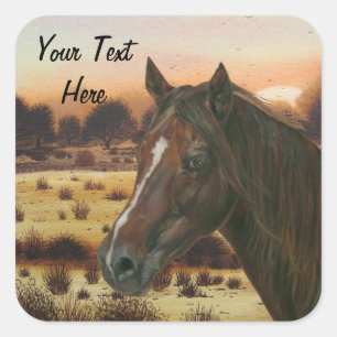Sticker Carré scenic porchestnut mare
