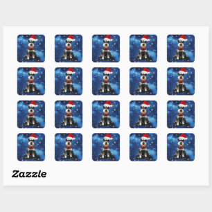 Sticker Carré Schnauzer de Noël