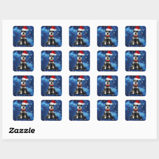Sticker Carré Schnauzer de Noël