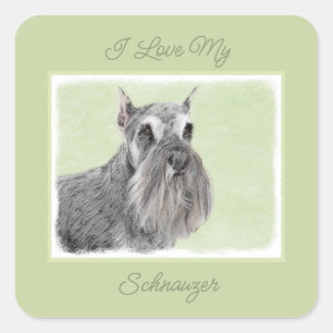 Sticker Carré Schnauzer (Giant, Standard) Peinture - Chien Art S