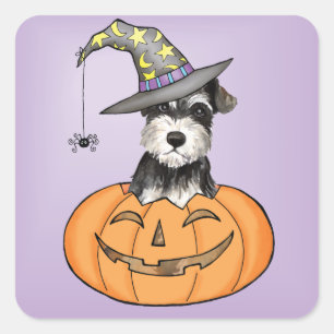 Sticker Carré Schnauzer miniature d'Halloween