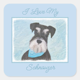 Sticker Carré Schnauzer (Miniature) Peinture - Chien original mi