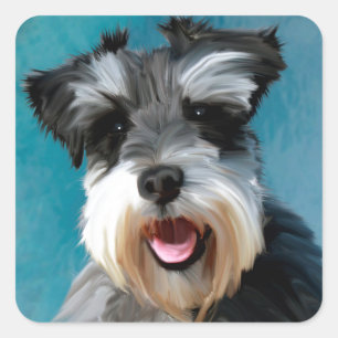Sticker Carré Schnauzer Miniature peinture couleur de l'eau