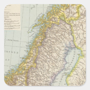 Sticker Carré Schweden, Norwegen - la Suède et carte de la