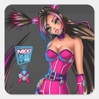 Sticker Carré Sci Fi Anime Girl Nikki