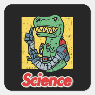 Sticker Carré Science - Drôle Dinosaure T-Rex Avec Armoiries Rob