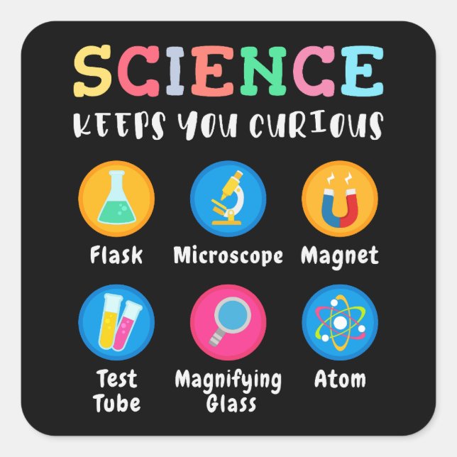 Sticker Carré Science keeps you curious (Devant)