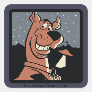 Sticker Carré Scooby-Doo avec l'UFO