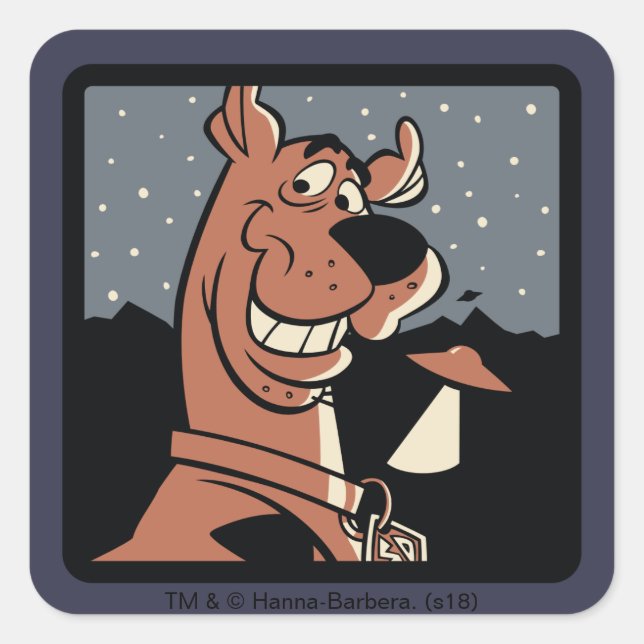 Sticker Carré Scooby Doo avec OVNI (Devant)