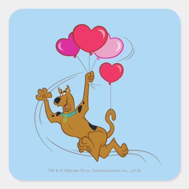 Sticker Carré Scooby Doo - Ballons Coeur (Devant)