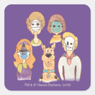 Sticker Carré Scooby-Doo   Nos masques Halloween