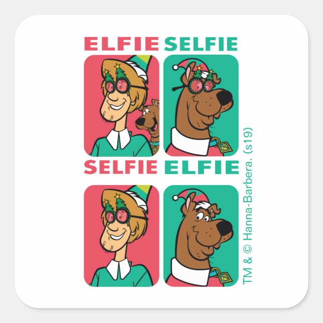 Sticker Carré Scooby-Doo & Shaggy "Elfie Selfie" (Devant)