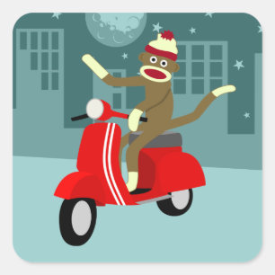 Sticker Carré Scooter de singe de choc