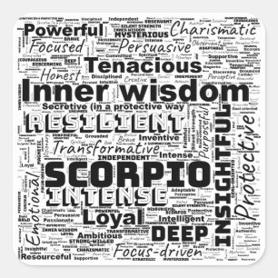 Sticker Carré Scorpio Zodiac Mot Cloud Inspiration