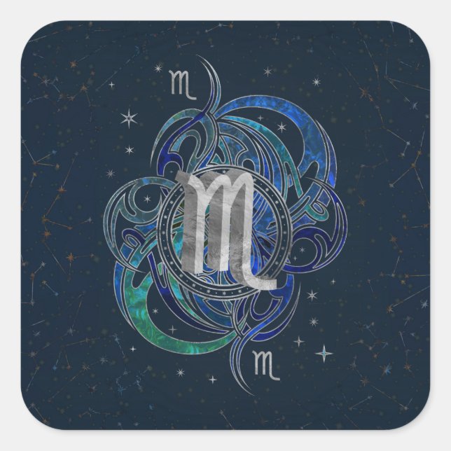 Sticker Carré Scorpio Zodiac Sign Élément d'eau (Devant)