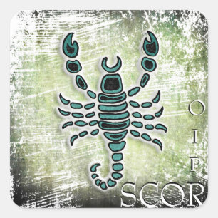 Sticker Carré Scorpion de signe d'horoscope
