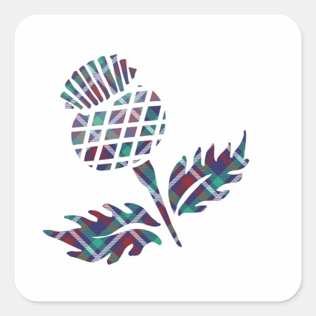 Sticker Carré Scotland Cadeaux Scottish Thistle Tartan Plaid Cad (Devant)